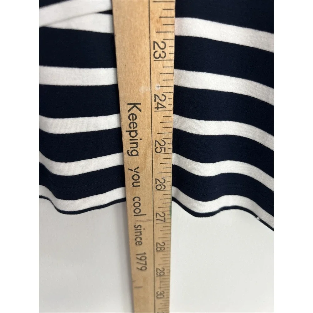 Talbots Women's XL Navy White Striped‎ V-Neck 3/4 Sleeve Crossover Front Top